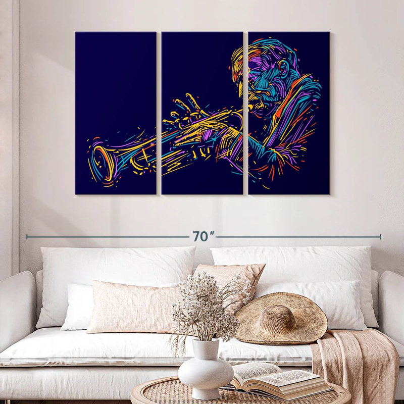 Abarca Neon Trumpet Player, 32" H x 50" W