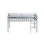 Lit mezzanine simple en bois d'hévéa massif gris. Facilement accessible. Base à lattes renforcée. Rangement supplémentaire sous le lit. Lit gris de faible hauteur pour un sommeil paisible, en bois. Inclus. Plateforme durable. Under-689148285