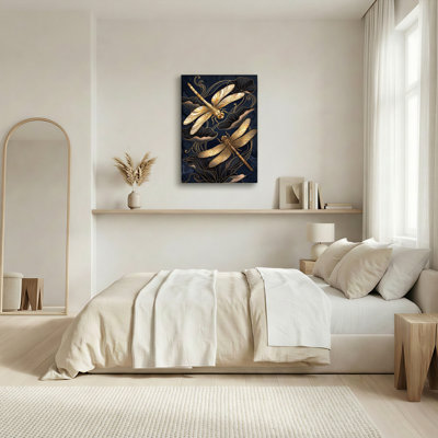 Golden Dragonfly, reproduction d'art sur toile, ensemble de 1