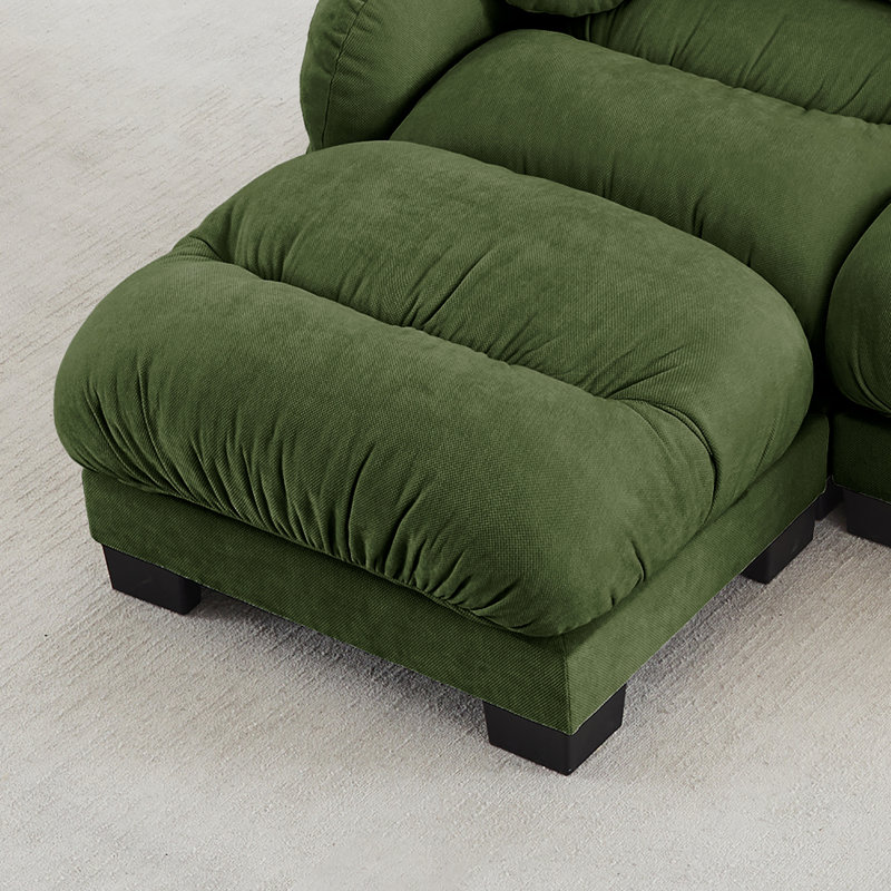 Chenille Fabric Ottoman For Living Room, Green