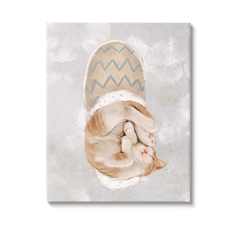 «Kitten Sleeping In Slipper» par Ziwei Li sur toile, H 48 po x l 36 po