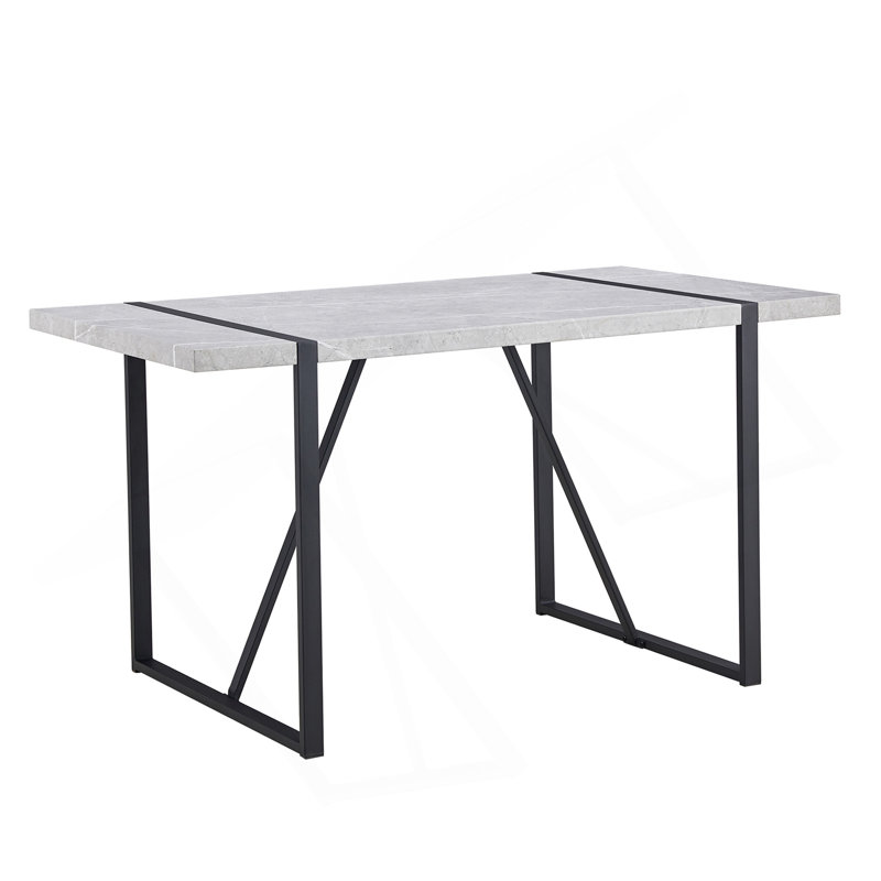 Table de salle à manger moderne, table de cuisine de 55 pouces pour 4 personnes, table de salle à manger rectangulaire pour salle à manger, bureau personnel, mobilier de salon, assemblage facile, (gris) (SEULEMENT TABLE)