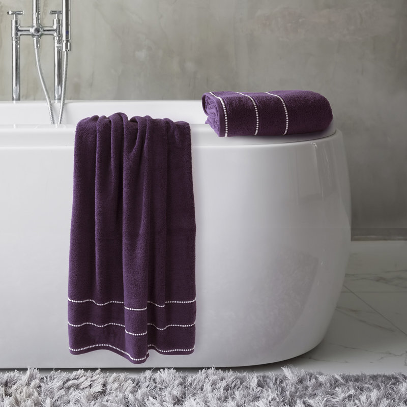 Braswell 2-Piece Luxury Cotton Towel Set - Quick Drying 100% Zero Twist Cotton Bath Towels, Purple