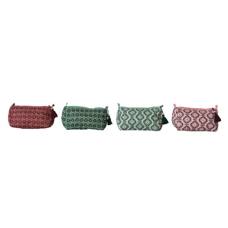 Artisan Cotton Slub Patterned Zip Pouch