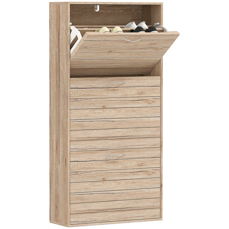 Armoire de rangement pour chaussures mince avec 3 tiroirs rabattables pour 9 à 12 paires de chaussures