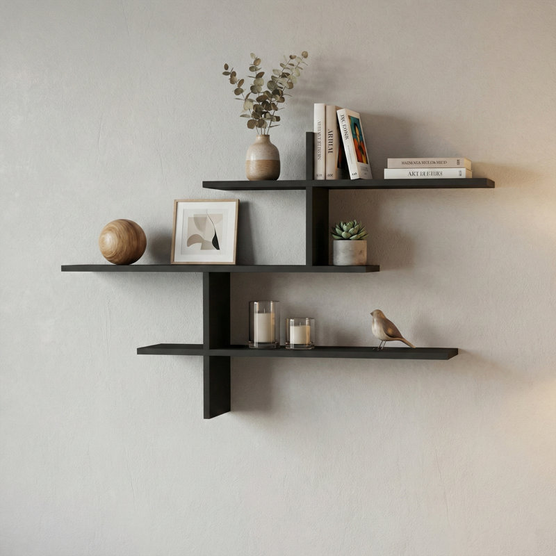 Floating 3 Tiers Wall Shelf, Anthracite