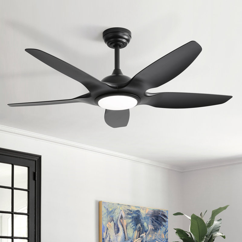 Lakenzie 48'' 5-Blade Modern Ceiling Fan with LED Light and Remote Control, Black