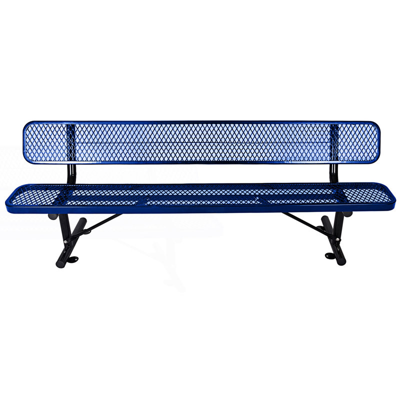 8 pi Banc d'extérieur en acier avec dossier, Bleu