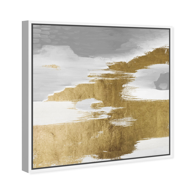 Gold Heaven - Peinture sur toile, H 20 po x l 20 po, Cadre flottant blanc