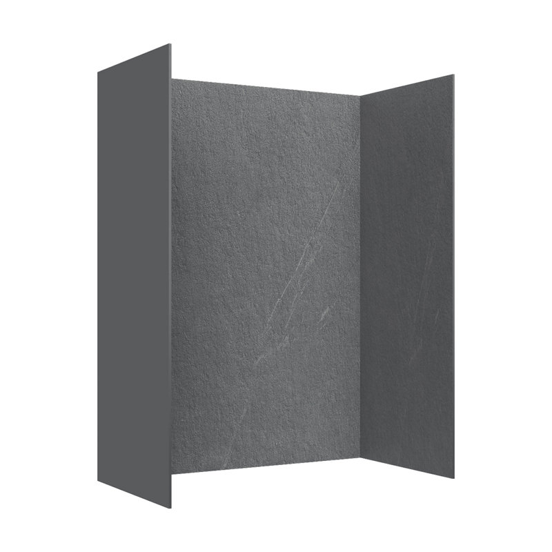 Mistelle 60 In. W X 36 In. D X 86 In. H Grey Stone-Effect Shower Wall Panel Surround, Set Of 3, Cuttable