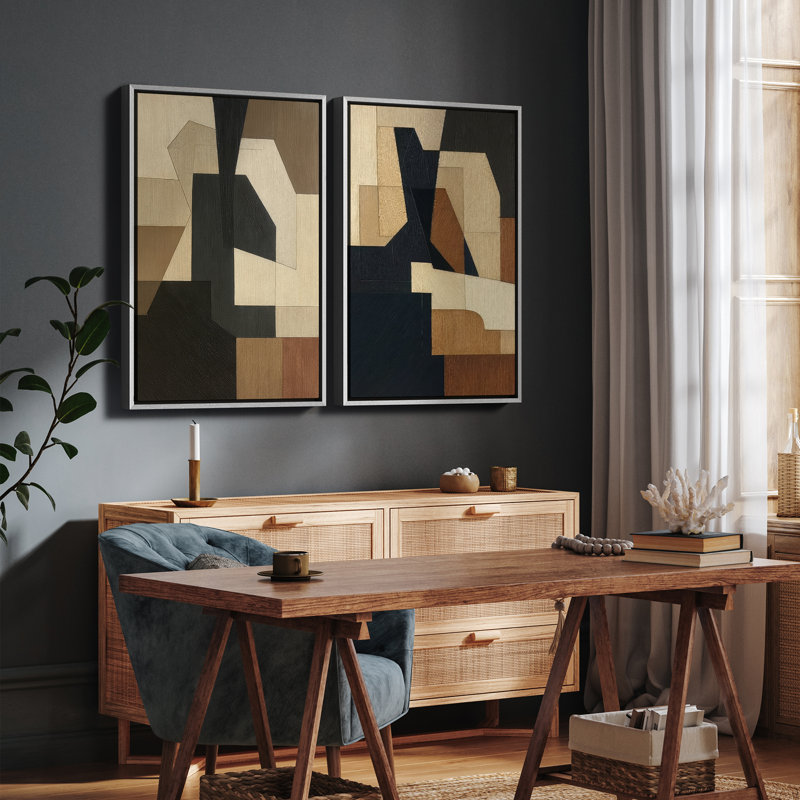 Art mural encadré, rétro, antique, classique pour chambre à coucher - 16 po x 24 po x 2 panneaux, H 24 po x l 16 po, Blanc