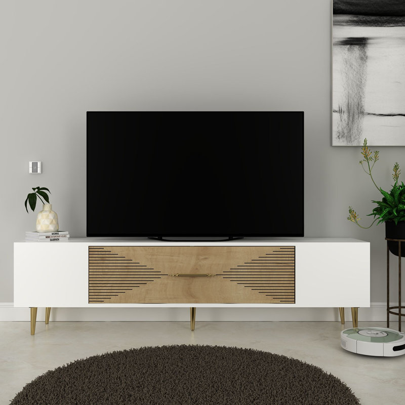 Olivia Unfinished TV Stand, 150cm, White/Natural