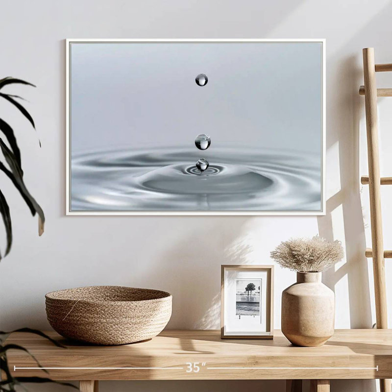 Drops Into The Water, 25" X 17", Floating Frame White