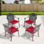 Chaise de patio en fonte d'aluminium 4 pièces avec structure et coussins noirs-894073603