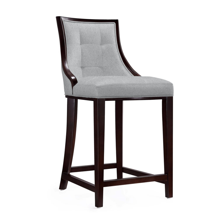 Upholstered Counter Stool with Solid Wood Frame