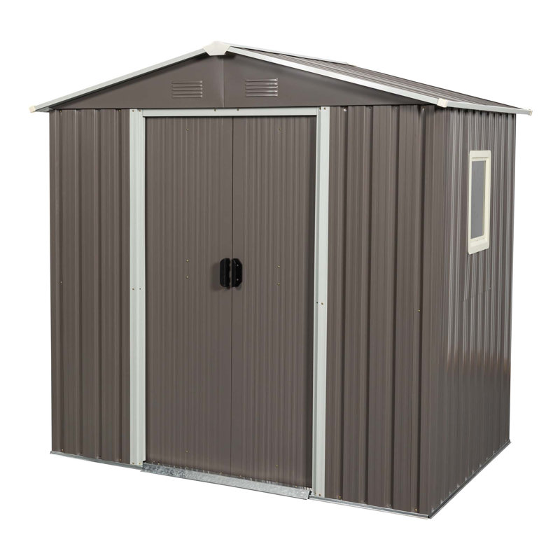 Outdoor Storage Sheds 6Ftx4ft Apex Roof, 72.44" H x 72.44" W x 46.85" D, Light Gray