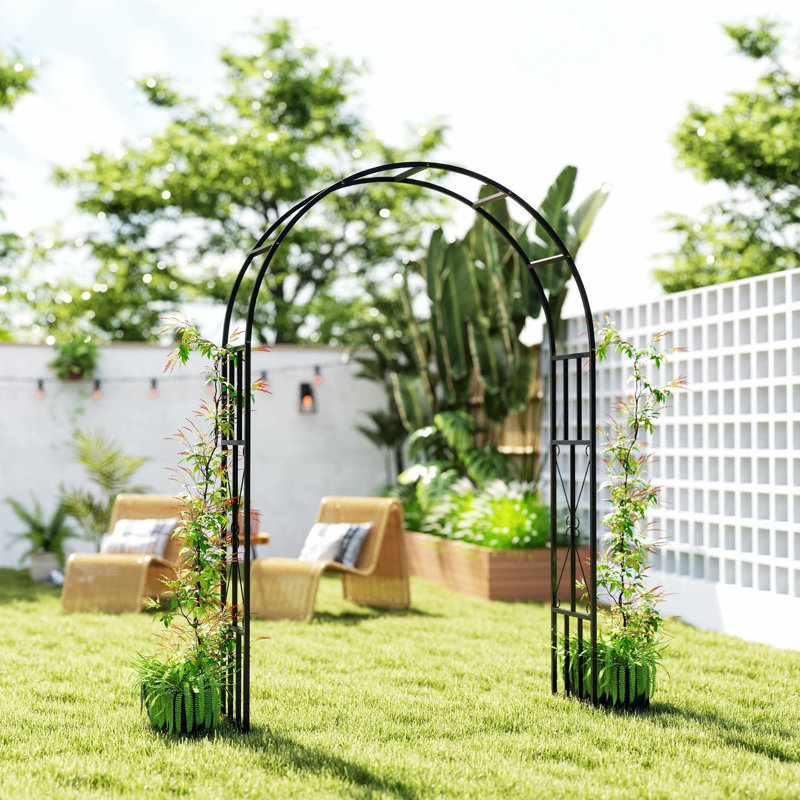150cm W x 40cm D Metal Arbour in Black