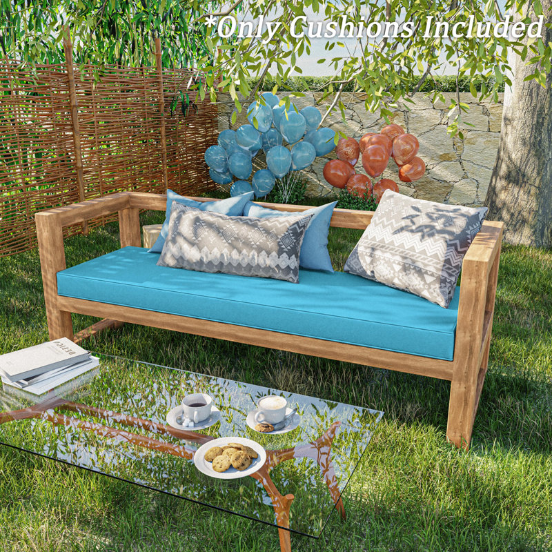 Outdoor 3.5'' Bench Seat Cushion, Available In 5 Sizes, 36" W x 18" D, Lake Blue