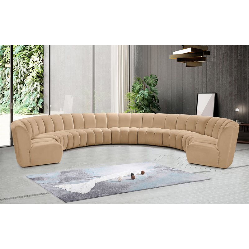 Canapé modulaire en velours Infinity, 9 pièces, Velours brun clair
