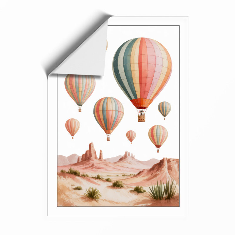 Balloons Above Desert Boho - Framed Print, Unframed, A4 - 29.7 x 21.0 cm