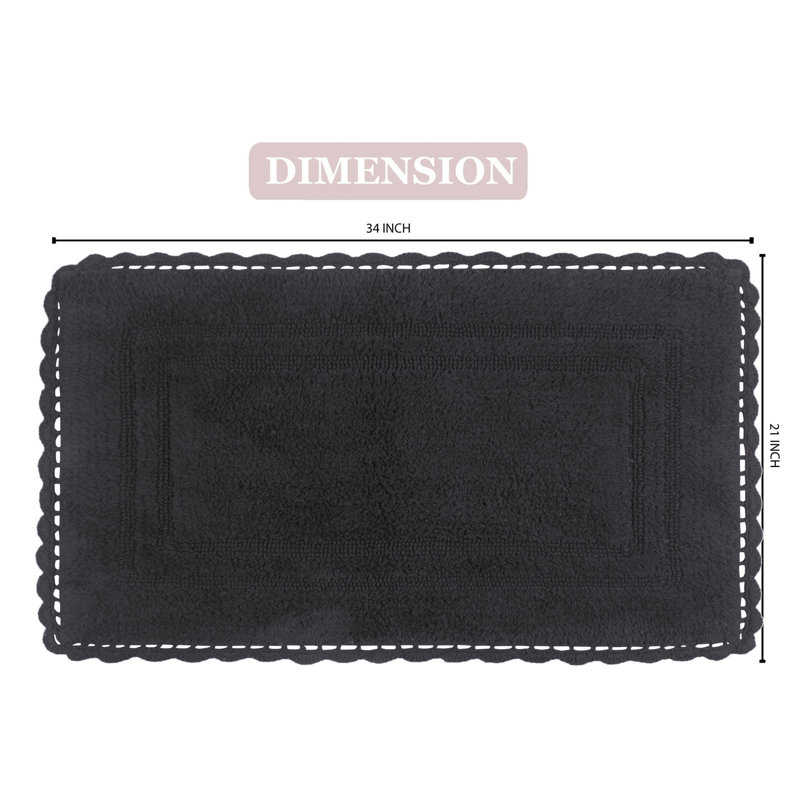 Tapis de bain réversible décontracté 100% coton Casual Elegance Bathmat, l 21 po x L 34 po, gris