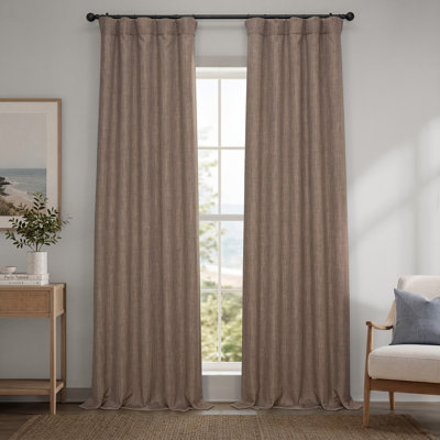Ottis Faux Linen Room Darkening Curtain Panel