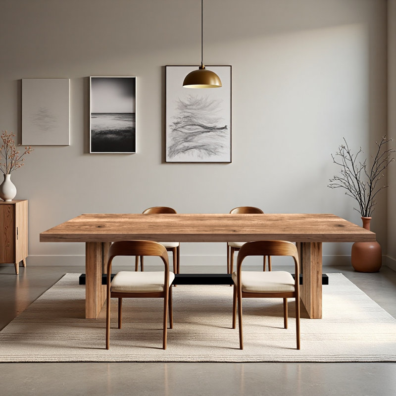 Ensemble de table de salle à manger en bois massif, revêtement de salle à manger
