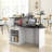 Reception Desk With Lockable Drawer & Adjustable Shelf Oval Tabletop For Store Black