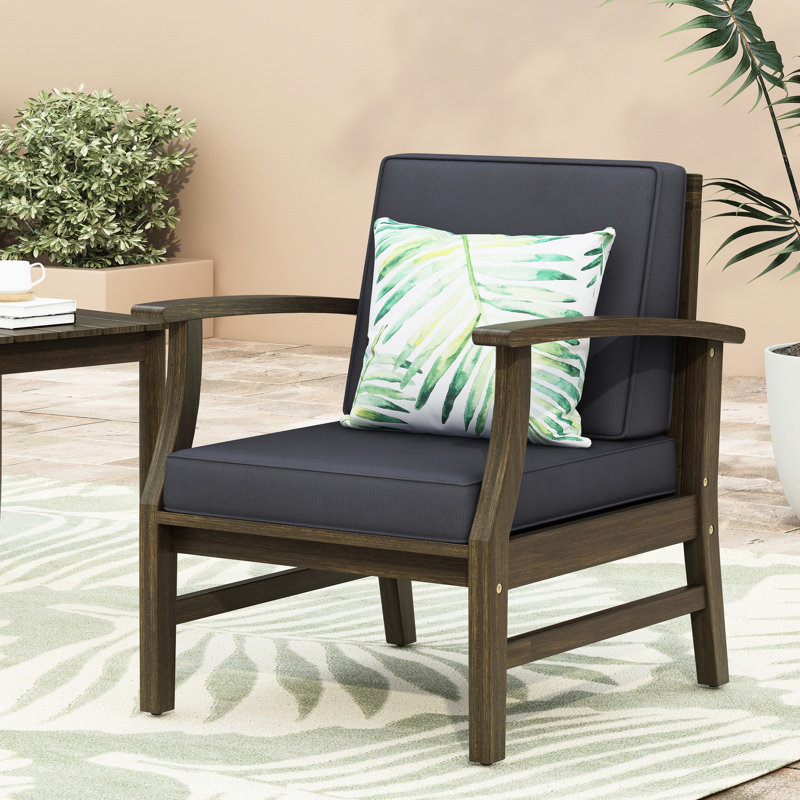 Fauteuil club gris foncé - bois avec un coussin sophistiqué et élégant