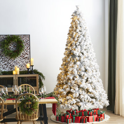 Snowy Luxe Spruce  Pre-Lit Flocked Full Spruce Christmas Tree With Lights