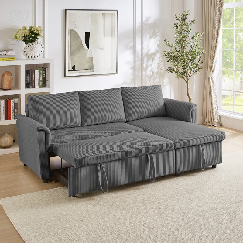 Canapé-lit modulaire luxueux en L, Gris