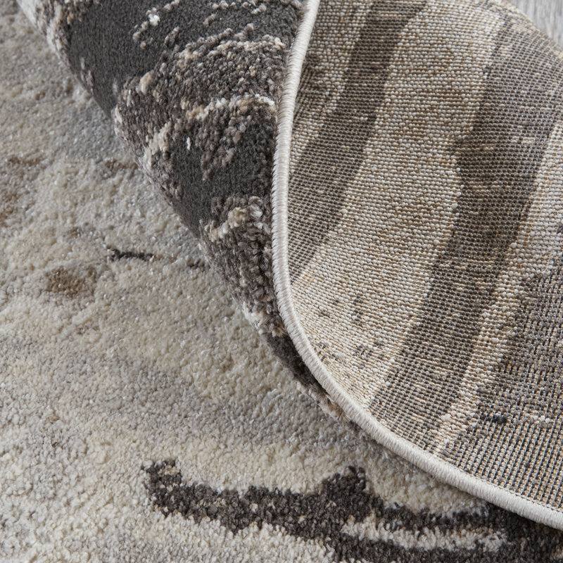 Tapis gris / gris anthracite à motif abstrait Queens Boulevard, Rectangle de 10 pi x 14 pi