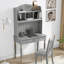 Bureau de direction rectangulaire gris en bois massif avec tiroirs-840241823