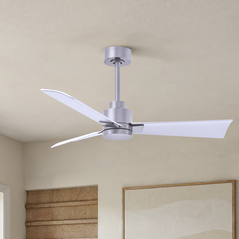Alessandra Outdoor Downrod Ceiling Fan, Matte White, Brushed Nickel