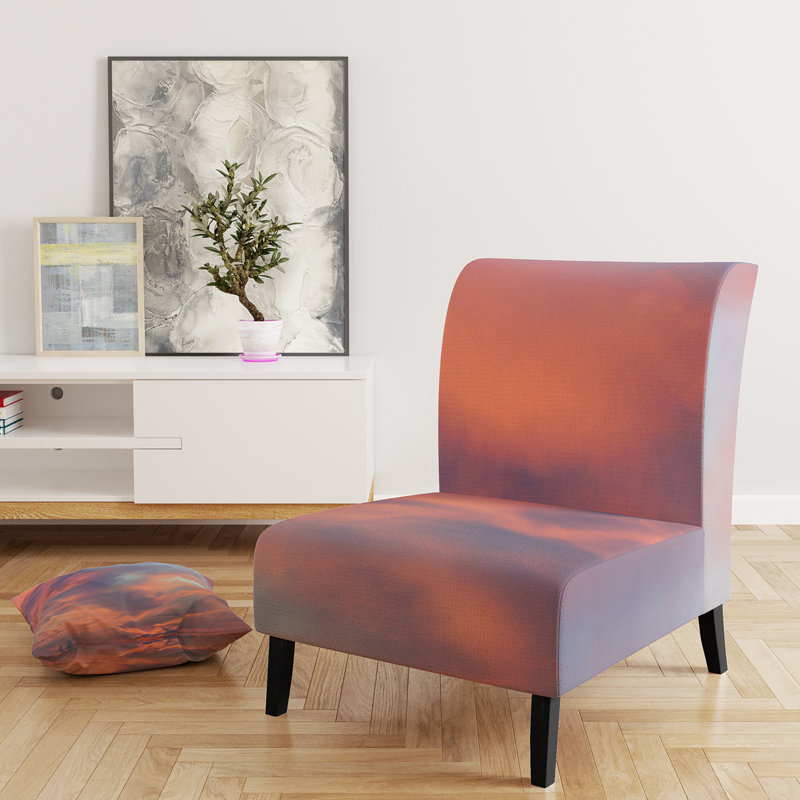 Fauteuil de chambre 'Hamzah - Red Sky Cloud In Ocean - rembourré Paysages
