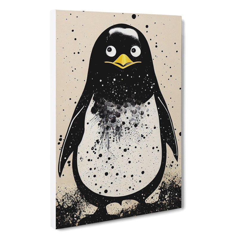 Penguin Graffiti No.4 - Wall Art, Wrapped Canvas, 60cm H x 40cm W, No Matte