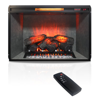 Foyer électrique infrarouge encastré de 84 cm (33 po), panneau tactile, flamme réaliste à 4 couleurs, chauffage décoratif intérieur