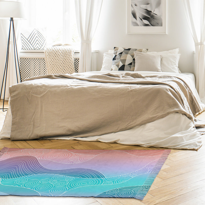 Tapis bleu/beige/vert ondulations à la main dégradé Mcguigan, Oui