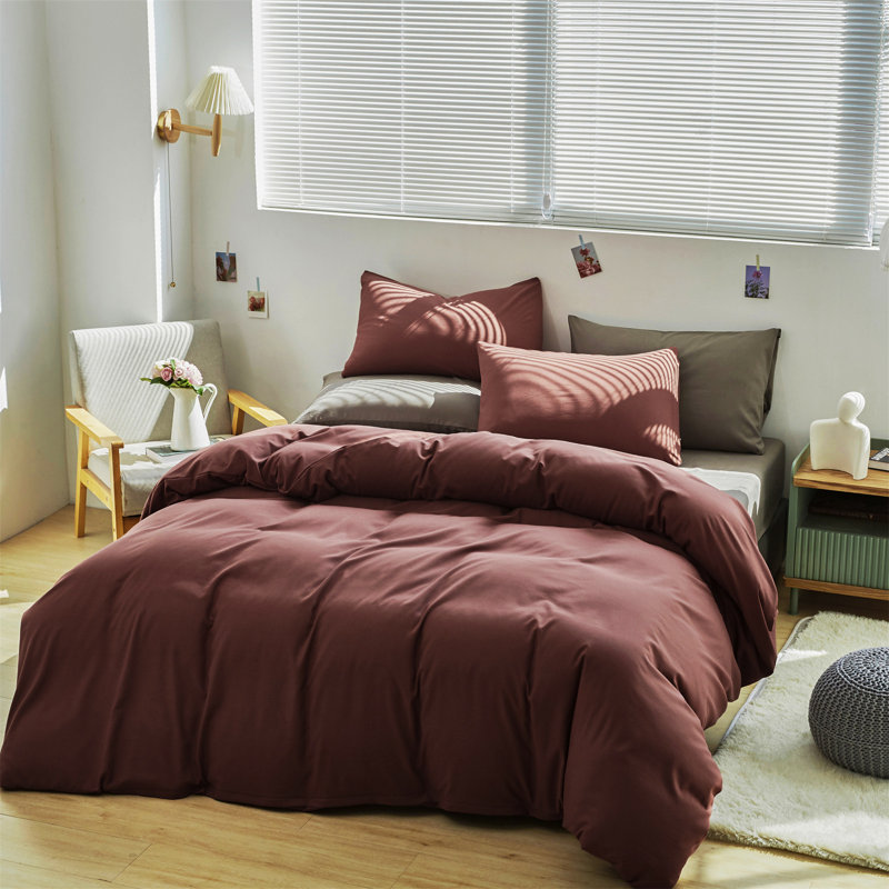 Solid Color Comforter Dark Color 3 PCs Bedding Set Deep Color Bed Comforter Set, Twin Comforter + 1 Standard Pillowcase