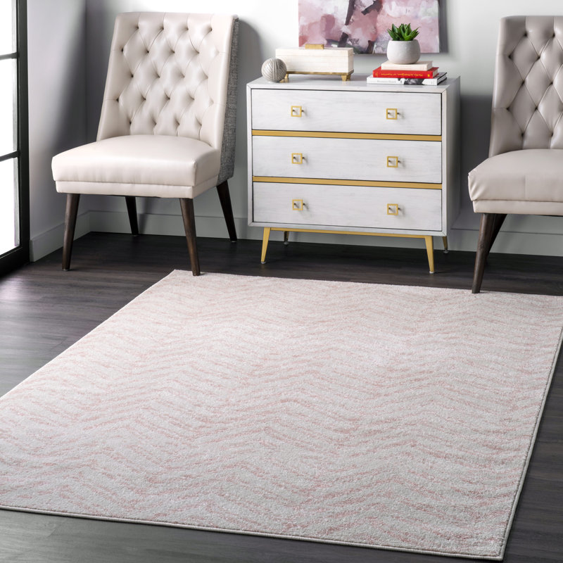 Tapis rose / ivoire Roseanne, Rectangle 5 pi x 7 pi 5 po