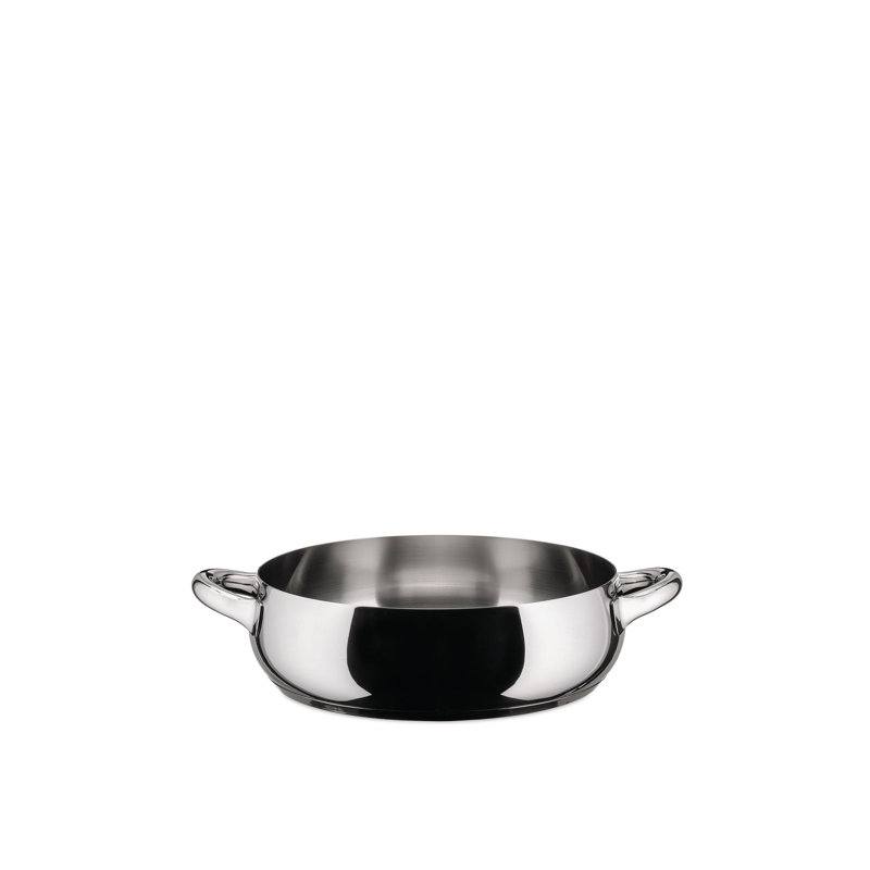 11" Polished Stainless Steel Low Casserole with Handles