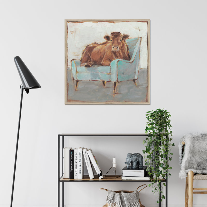 Moo-ving In IV by Ethan Harper - Painting, Natural Wood Framed Paper Print, 80cm H x 80cm W x 2.3cm D