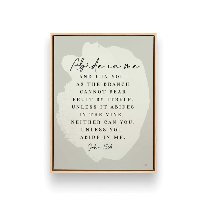 Abide in Me par Lux + Me Designs, reproduction d'art, L 12 po x H 16 po, Tanné, Toile avec cadre