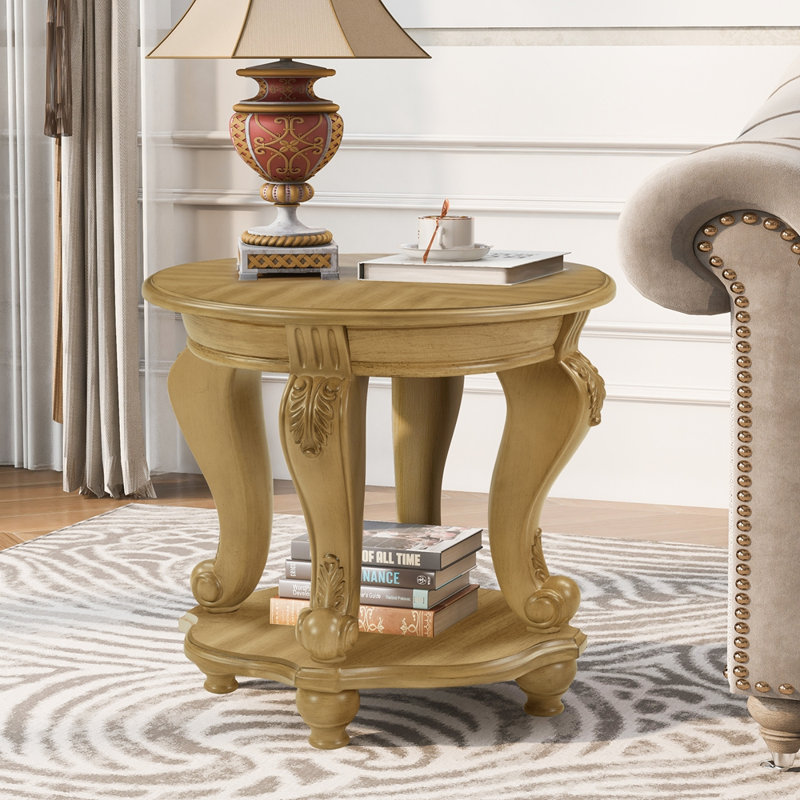 Table d'appoint ronde de 22 pouces avec table d'appoint et tablette
