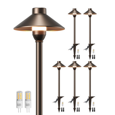 6 Pack Low Voltage Landscape Lighting, Aluminum 12V Pathway Lights with G4 Bulbs, Waterproof Wired Path Lights with Connectors for Walkway Yard Garden