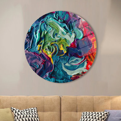 Colorful Glass Wall Art Featuring a Print of an Oil Painting on Durable Tempered Glass for Eye-Catching Wall Decoration