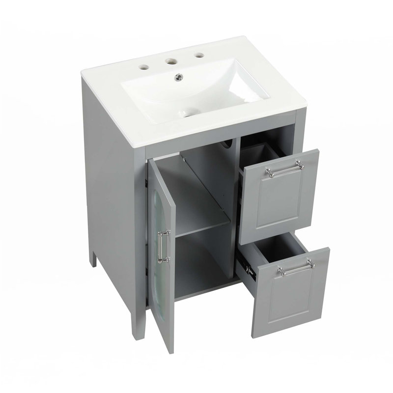 24" Bathroom Vanity With Sink, Gray