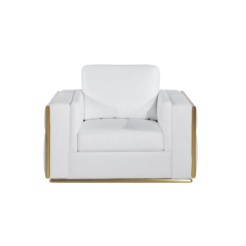 Fauteuil Basford, Cuir véritable blanc