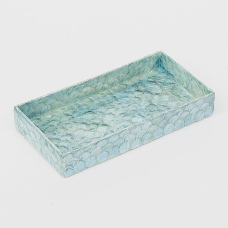 Capiz Shell Decorative Tray, Aqua Blue, Aqua Blue