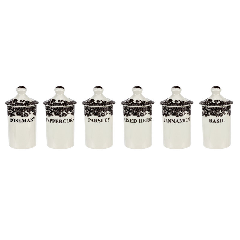 Spode Delamere Spice Jars S/6 2X4.5"